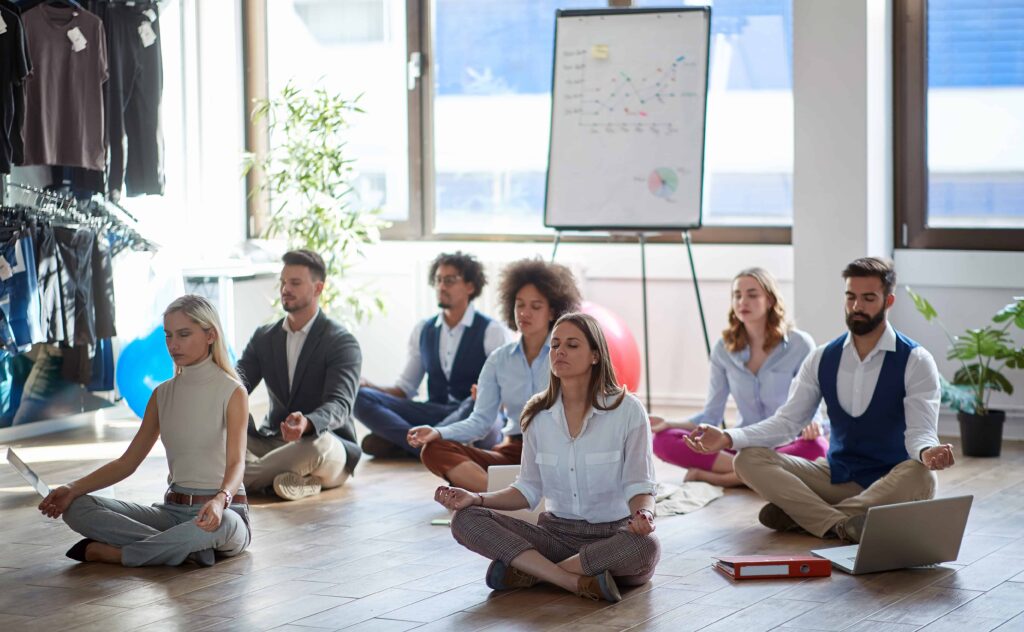 Importance of workplace well-being - Company meditation session